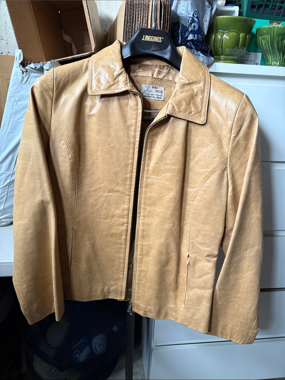 Y2K Vintage Tan Leather Jacket - Vera Pelle bought in Italy